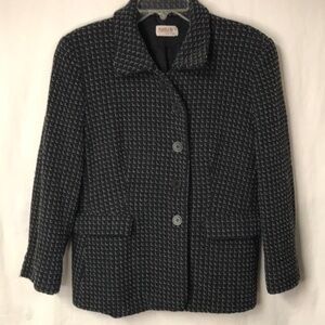 MARGON Women’s Blazer Gray Wool Blend Made in Italy Lined Button Front Size L